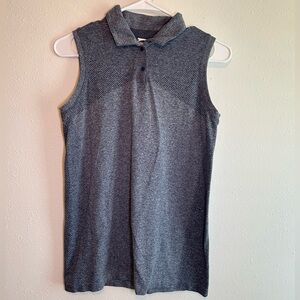 Slazenger Golf Polo Women's Sz S Sleeveless Gray Snap Collar Pickleball Tennis